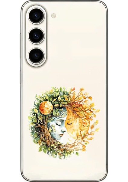 Samsung Galaxy S24 Uyumlu Doğa ve Kadın Desenli Silikon Kılıf