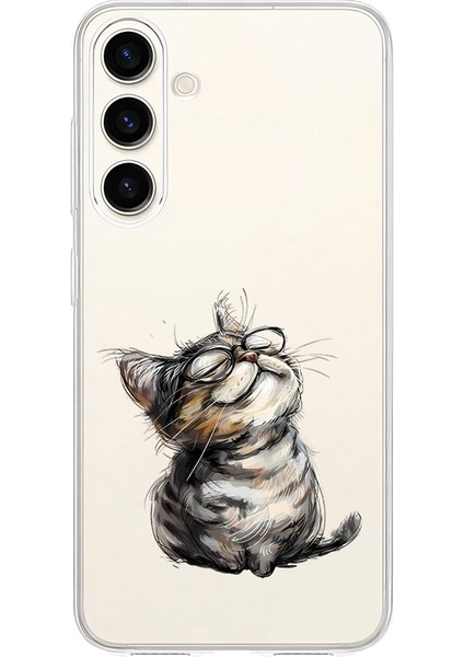 Samsung Galaxy S23 Fe Uyumlu Mutlu Kedi Desenli Silikon Kılıf