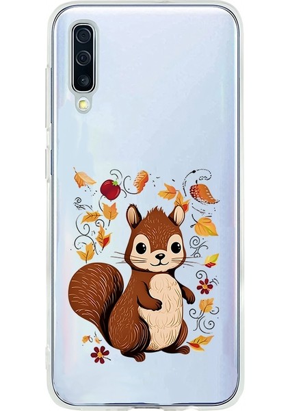 Samsung Galaxy A50 Uyumlu Sonbahar Sincap Desenli Silikon Kılıf