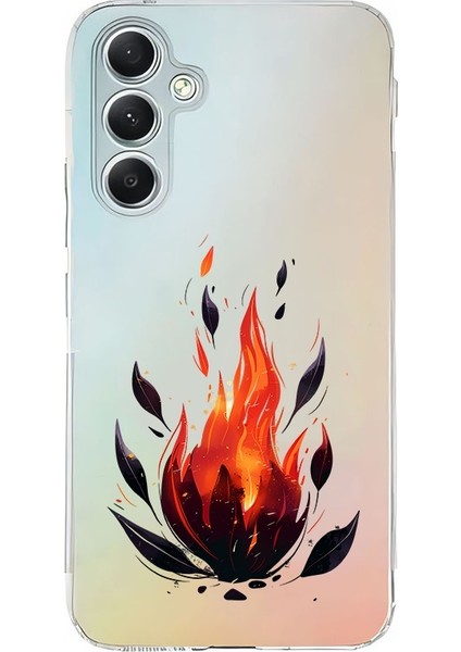 Samsung Galaxy A15 Uyumlu Ateş Alevi Desenli Silikon Kılıf