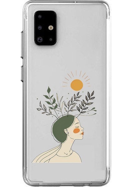 Samsung Galaxy A71 Uyumlu Doğa Kadın Silueti Desenli Silikon Kılıf