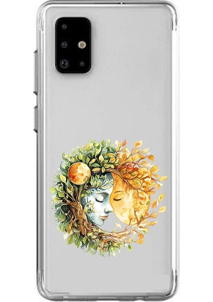 Samsung Galaxy A71 Uyumlu Doğa ve Kadın Desenli Silikon Kılıf