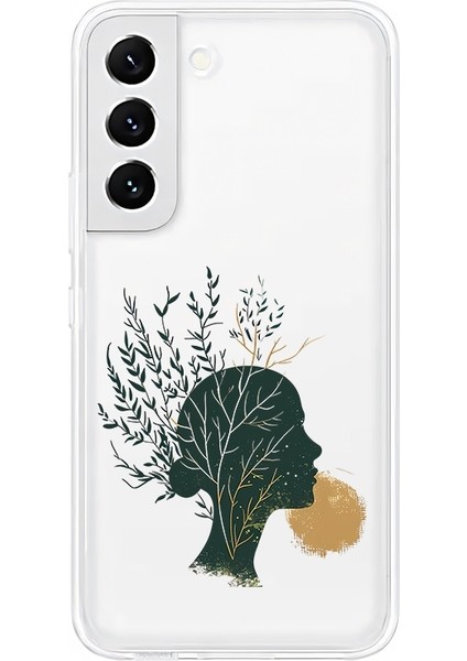 Samsung Galaxy S21 Uyumlu Ağaç Silüeti ve Soyut Kadın Desenli Silikon Kılıf