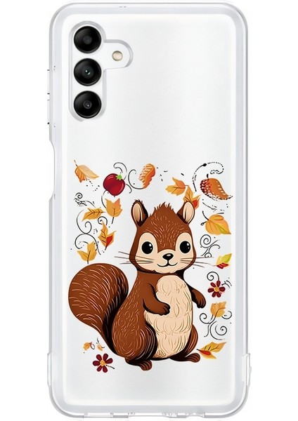 Samsung Galaxy A04S Uyumlu Sonbahar Sincap Desenli Silikon Kılıf