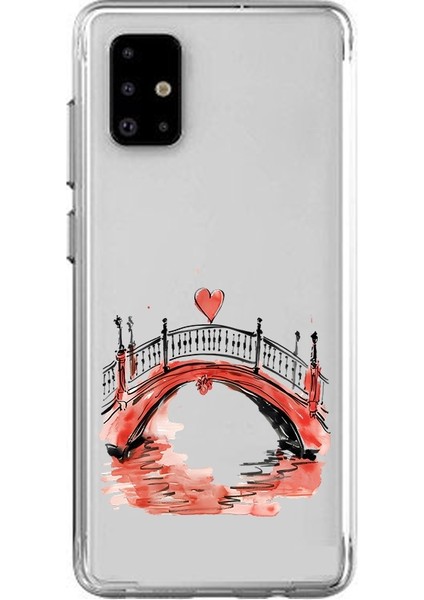 Samsung Galaxy A51 Uyumlu Aşk Köprüsü Desenli Silikon Kılıf
