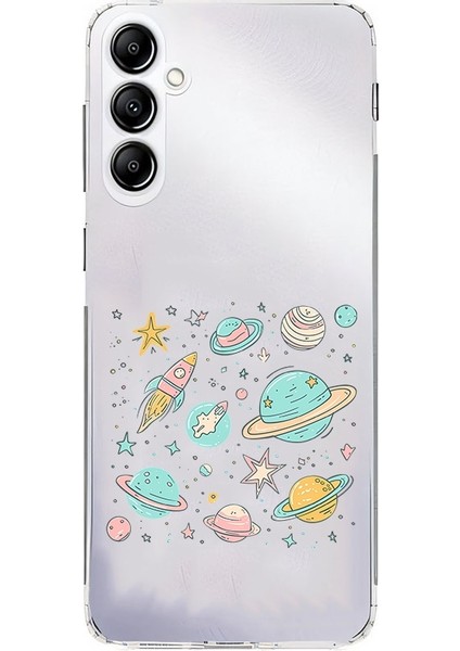 Samsung Galaxy A54 Uyumlu Renkli Gezegenler Desenli Silikon Kılıf