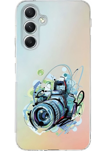 Samsung Galaxy A15 Uyumlu Fotoğraf Kamerası Desenli Silikon Kılıf