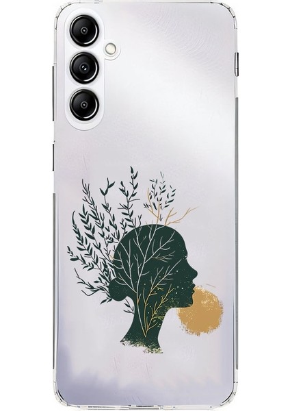 Samsung Galaxy A54 Uyumlu Ağaç Silüeti ve Soyut Kadın Desenli Silikon Kılıf