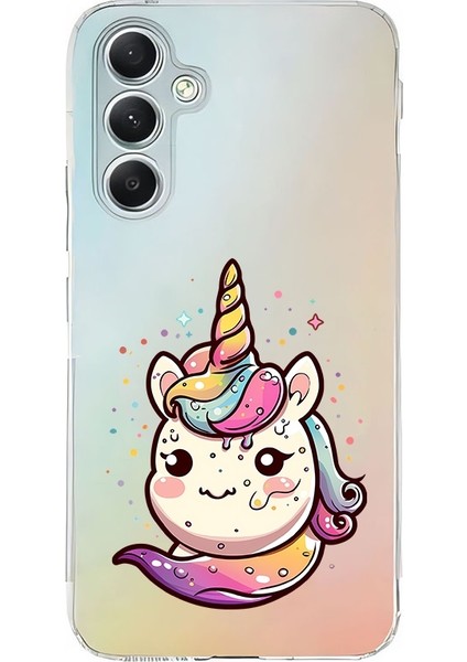 Samsung Galaxy A15 Uyumlu Sevimli Unicorn Desenli Silikon Kılıf