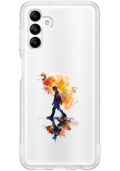 Samsung Galaxy M23 Uyumlu Ateş Yürüyüşü ve Yansıma Desenli Silikon Kılıf
