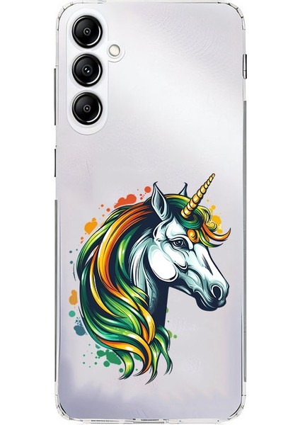 Samsung Galaxy A24 Uyumlu Gökkuşağı Unicorn Desenli Silikon Kılıf
