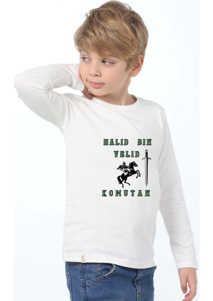 Erkek Çocuk Uzun Kollu Bisiklet Yaka Hz.halid Bin Velid Baskılı Tişört fiyatları