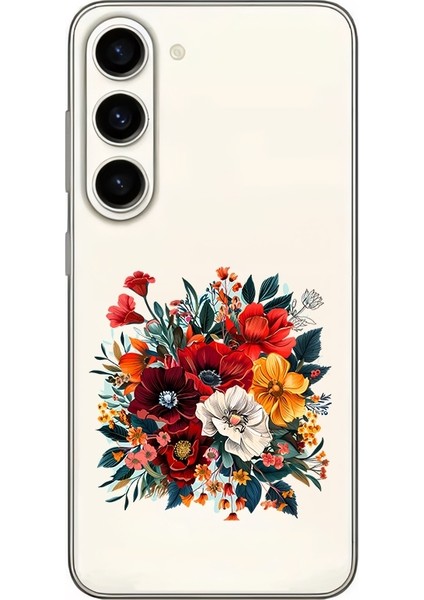 Samsung Galaxy S23 Plus Uyumlu Çiçek Buketi Desenli Silikon Kılıf