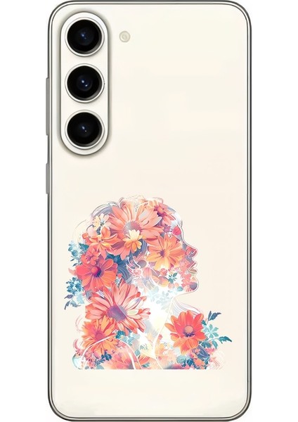 Samsung Galaxy S23 Plus Uyumlu Çiçek Yüz Desenli Silikon Kılıf
