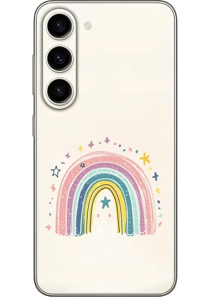 Samsung Galaxy S23 Plus Uyumlu Pastel Gökkuşağı Desenli Silikon Kılıf