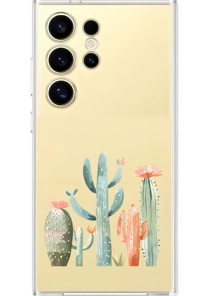 Samsung Galaxy S23 Ultra Uyumlu Kaktüs Bahçesi Desenli Silikon Kılıf