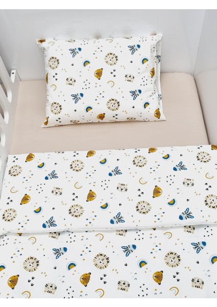 %100 Pamuklu Kumaştan Bebek 5 Parça Yorgan ve Nevresim Takımı & Park Beşik Seti (70 x 120 Cm)