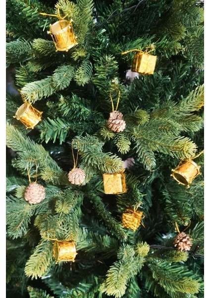 12'li Gold Kozalak Hediye Paketi Davul Şekilli Minik 3cm Yılbaşı Ağaç Süsleri fiyatları