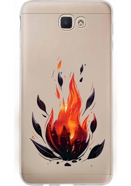 Samsung Galaxy J7 Prime Uyumlu Ateş Alevi Desenli Silikon Kılıf