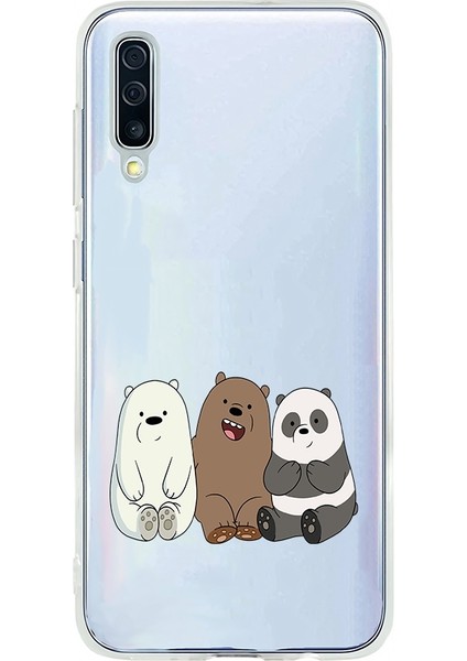 Samsung Galaxy A70 Uyumlu Üçlü Ayılar Desenli Silikon Kılıf