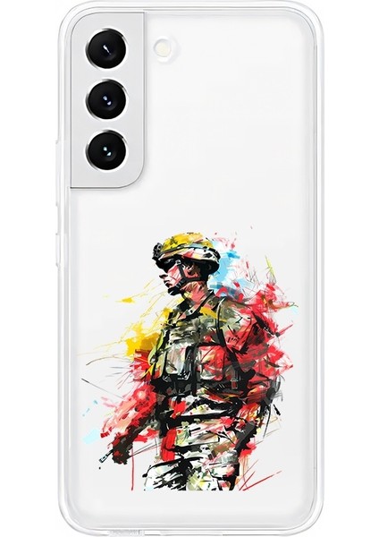 Samsung Galaxy S21 Fe Uyumlu Asker Silüet Desenli Silikon Kılıf