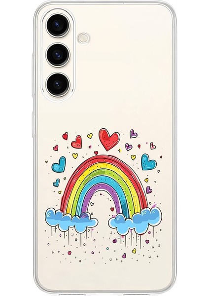 Samsung Galaxy S23 Fe Uyumlu Gökkuşağı Aşkı Desenli Silikon Kılıf