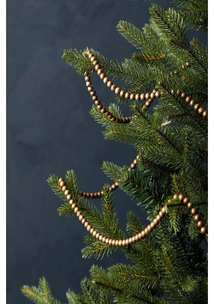 3 Metre Gold Ahşap Boncuklu Yılbaşı Ağaç Süsü