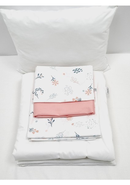 %100 Pamuklu Kumaştan Bebek 5 Parça Yorgan ve Nevresim Takımı & Park Beşik Seti (70 x 120 Cm)
