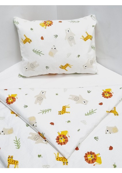 %100 Pamuklu Kumaştan Bebek 5 Parça Yorgan ve Nevresim Takımı & Park Beşik Seti (70 x 120 Cm)