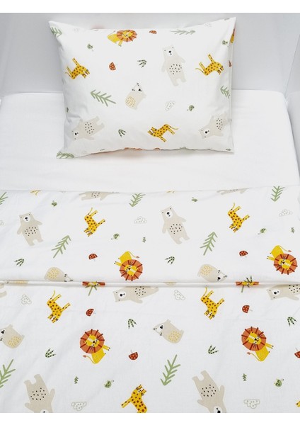 %100 Pamuklu Kumaştan Bebek 5 Parça Yorgan ve Nevresim Takımı & Park Beşik Seti (70 x 120 Cm)