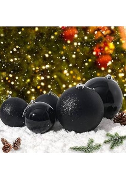 Yılbaşı Çam Ağacı Siyah 6 cm Top Süs