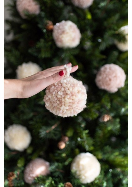 6 Adet Ponpon Ekru Kartopu Dekoratif Yılbaşı Ağaç Süsü fiyatları