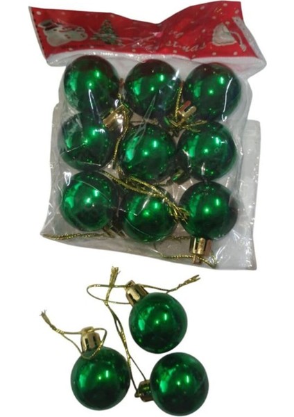 Yeşil Renkli Yılbaşı Çam Ağacı Süsleme 3 cm Cici Top 12 Adet