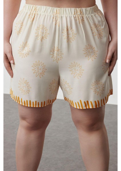 Kadın Moda Şık Büyük Beden Gömlek Yaka Boru Paça Uzun Kol Güneş Desenli Dokuma Pijama Takımı indirimleri