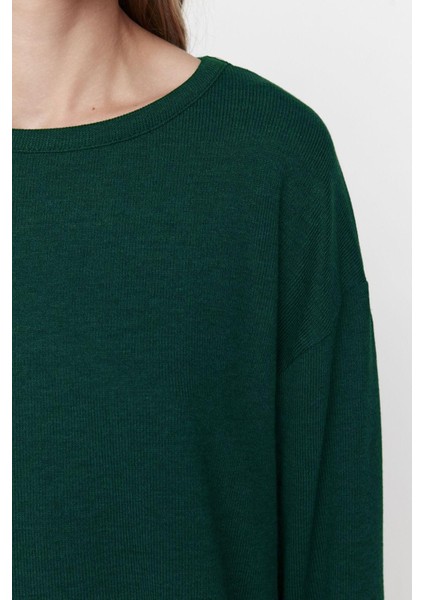 Kadın Moda Şık Bisiklet Yaka Geniş Paça Uzun Kol Fitilli Örme Pijama Takımı indirimleri