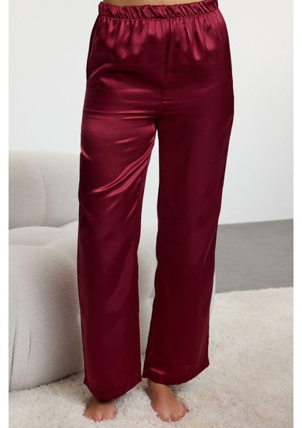Kadın Gömlek Yaka Geniş Paça Uzun Kol Taş Kurdele Fiyonk Aksesuar Detaylı Saten Dokuma Pijama Takımı modelleri
