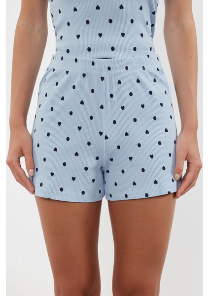 Kadın Askılı Yaka Boru Paça Askılı Kol Pamuklu Kalpli Dantel Detaylı Ip Fitilli Örme Pijama Takımı fırsatları