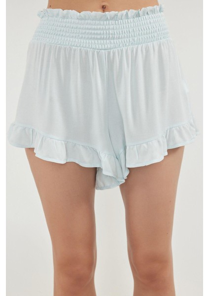 Kadın Moda Askılı Yaka Geniş Paça Askılı Kol Kiraz Nakışlı Fırfırlı Ip Viskon Dokuma Pijama Takımı