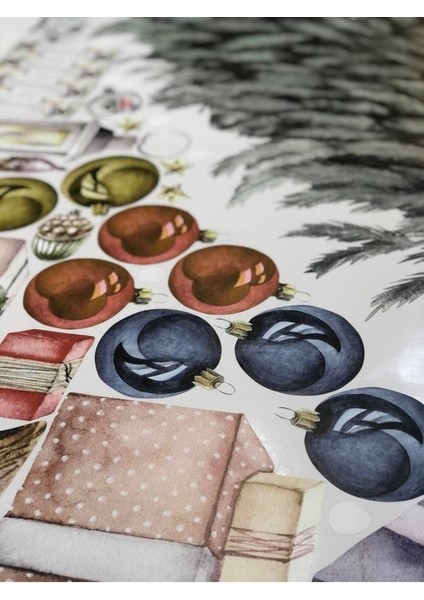 Yılbaşı-Retro Yılbaşı Ağacı Çocuk Bebek Odası Sticker Seti Yılbaşı Süsü Yeni Yıl Kış Konsepti fiyatları