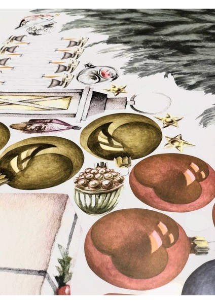 Yılbaşı-Retro Yılbaşı Ağacı Çocuk Bebek Odası Sticker Seti Yılbaşı Süsü Yeni Yıl Kış Konsepti fırsatları