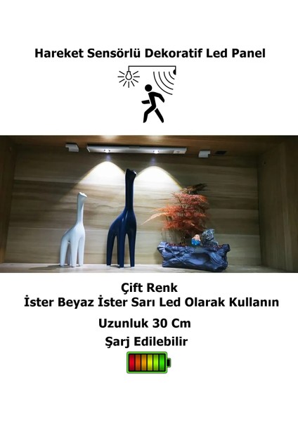 Hareket Sensörlü Şarjlı LED Lamba