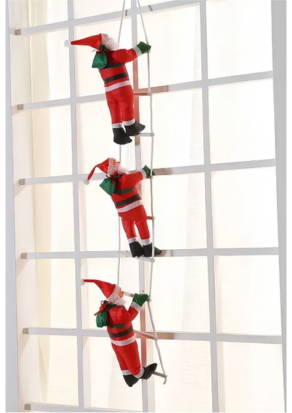 Merdivene Tırmanan Noel Baba 3 Lü Küçük Boy