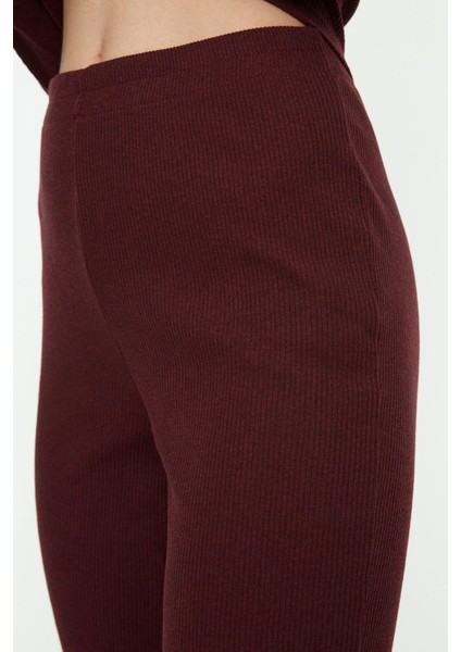 Tarz Rahat Uzun Kollu Boru Paça Fitilli Örme Pijama Takımı