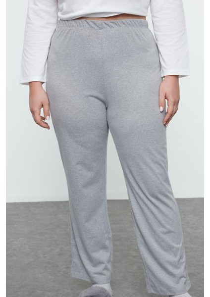 Tarz Rahat Büyük Beden Uzun Kollu Boru Paça Tweety Örme Pijama Takımı