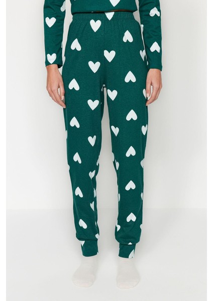 Tarz Rahat Uzun Kollu Boru Paça Pamuklu Kalpli Örme Pijama Takımı