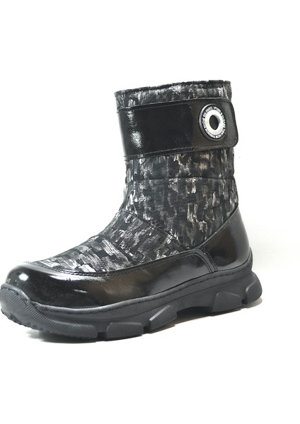 90138 Hakiki Deri Gri Siyah Kürklü Fermuarlı Kadın Bot fiyatları