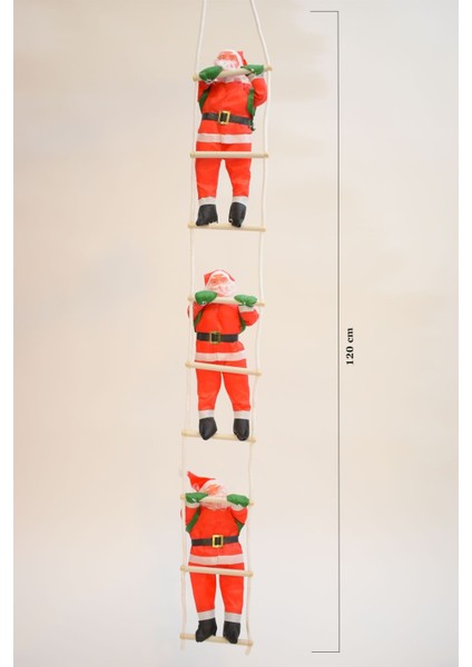 Yılbaşı Temalı 3’lü Noel Baba Merdiveni, Kırmızı Dekoratif ve Şık Tasarım