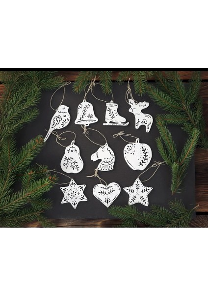 10 Adet Yılbaşı Ağacı Süsü Beyaz Noel Yeni Yıl fiyatları