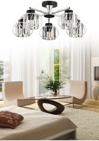 Maria 5 Li Modern (Kristal Taşlı) Salon Yatak Odası Mutfak Genç Odası Avize