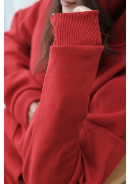 Kadın Oversize Geniş 3 Iplik Polarlı Şardonlu %100 Pamuk Kapüşonlu Eşofman Takımı modelleri